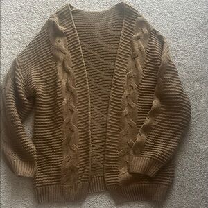 Cozy Cable Knit Cardigan Sweater - Brown